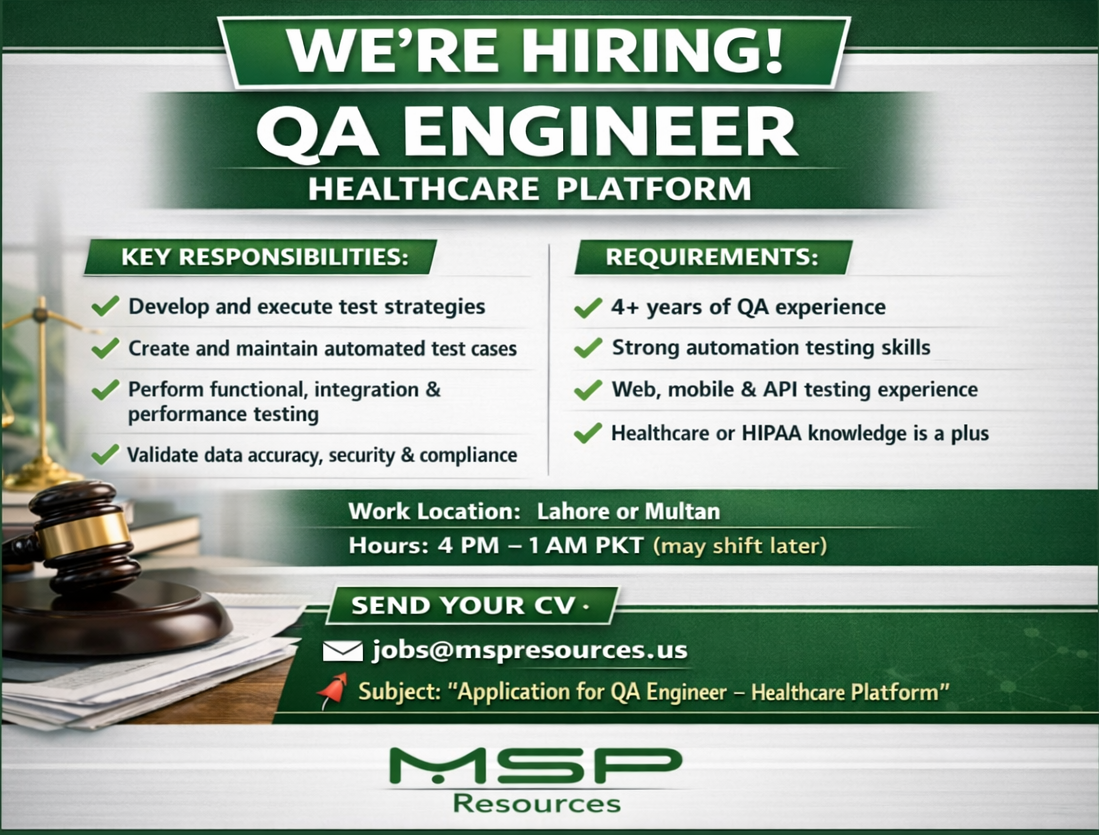 QA Engineer – Healthcare Platform